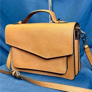 BOTKIER Cognac Brown Cobble Hill Crossgrain Leather Convertible Crossbody Bag